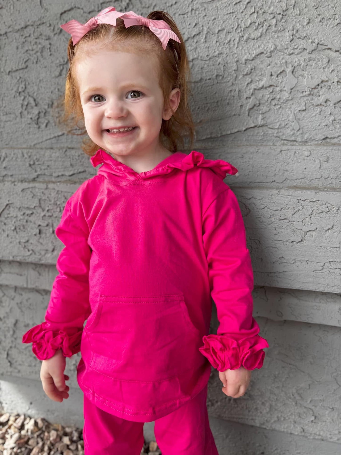 Hooded Ruffled set Pink (READY TO SHIP)